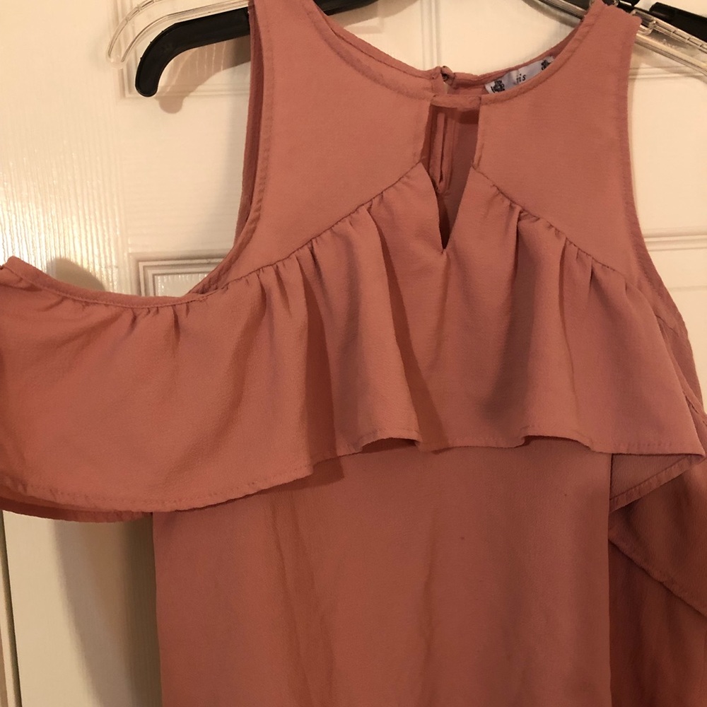 Blush pink over the shoulder blouse